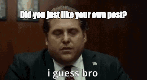 Did you just like your own post? - I Guess Bro Meme GIF