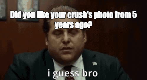 Did you like your crush's photo from 5 years ago? - I Guess Bro Meme GIF