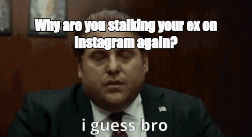 Why are you stalking your ex on Instagram again? - I Guess Bro Meme GIF