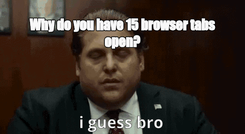 Why do you have 15 browser tabs open? - I Guess Bro Meme GIF